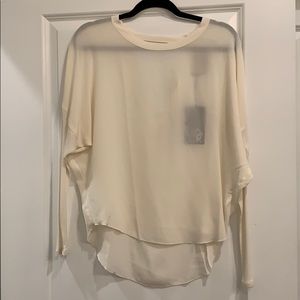 NWT Chaser blouse ribbed sleeve (S) Ivory
